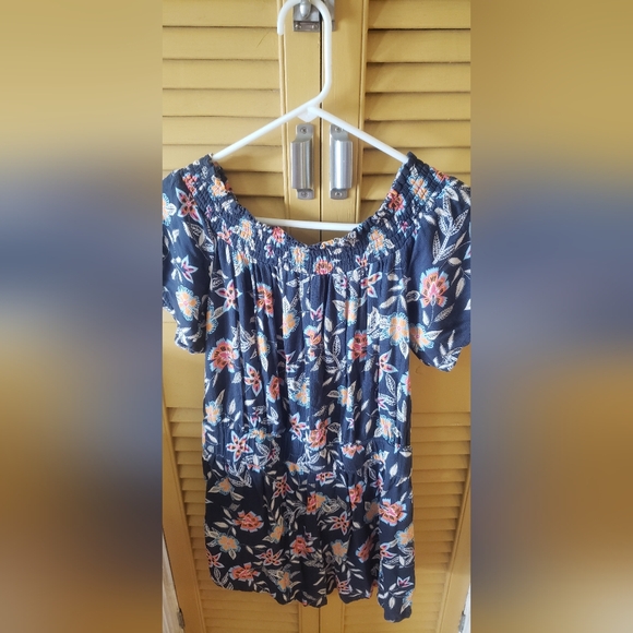 LOFT Linen off the Shoulder Romper with Side Pockets - Picture 3 of 8